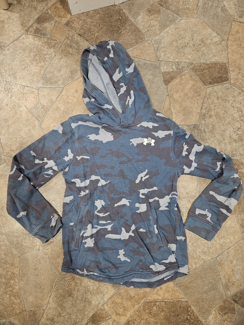 Under Armour Kids' Blue Camo Hooded Pullover Jacket